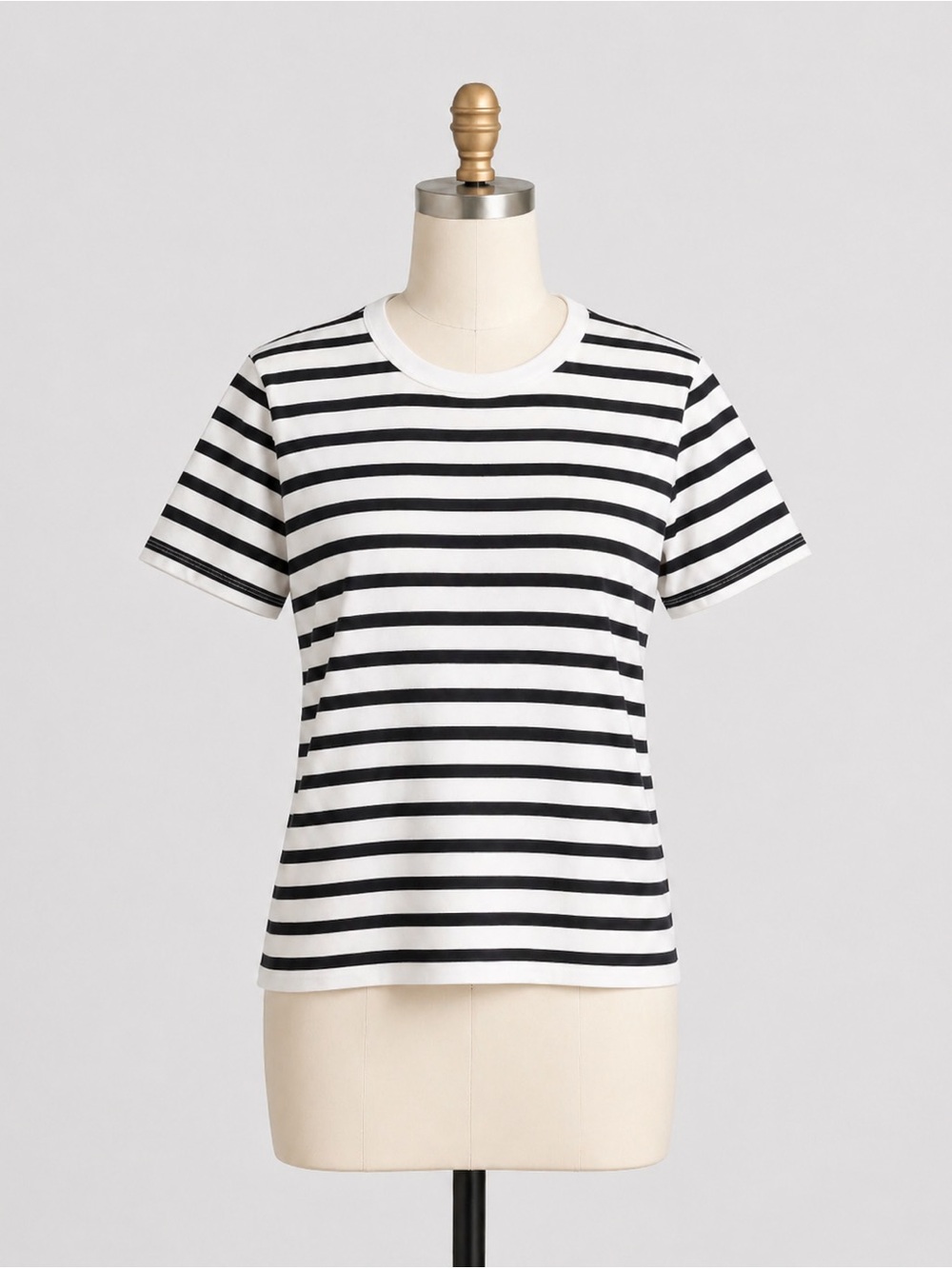 Madewell women’s The Perfect Crewneck Tee Jersey black white stripe Size M NWT
